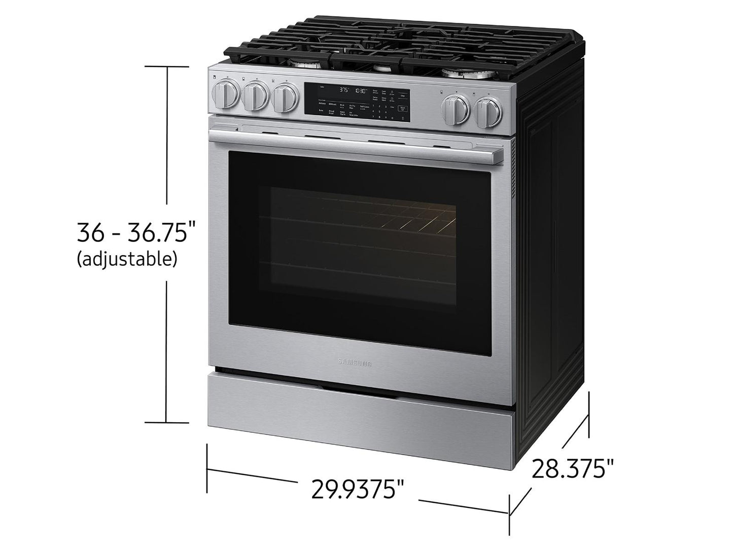 Samsung NSG90H60SR Bespoke Smart Slide-in Gas Range Pro Style Elite Design  Illuminated Knobs  Air Fry Max