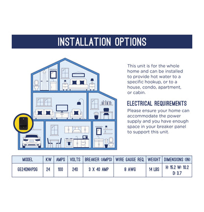 GE24DNHPDG GE® Tankless Electric Water Heater