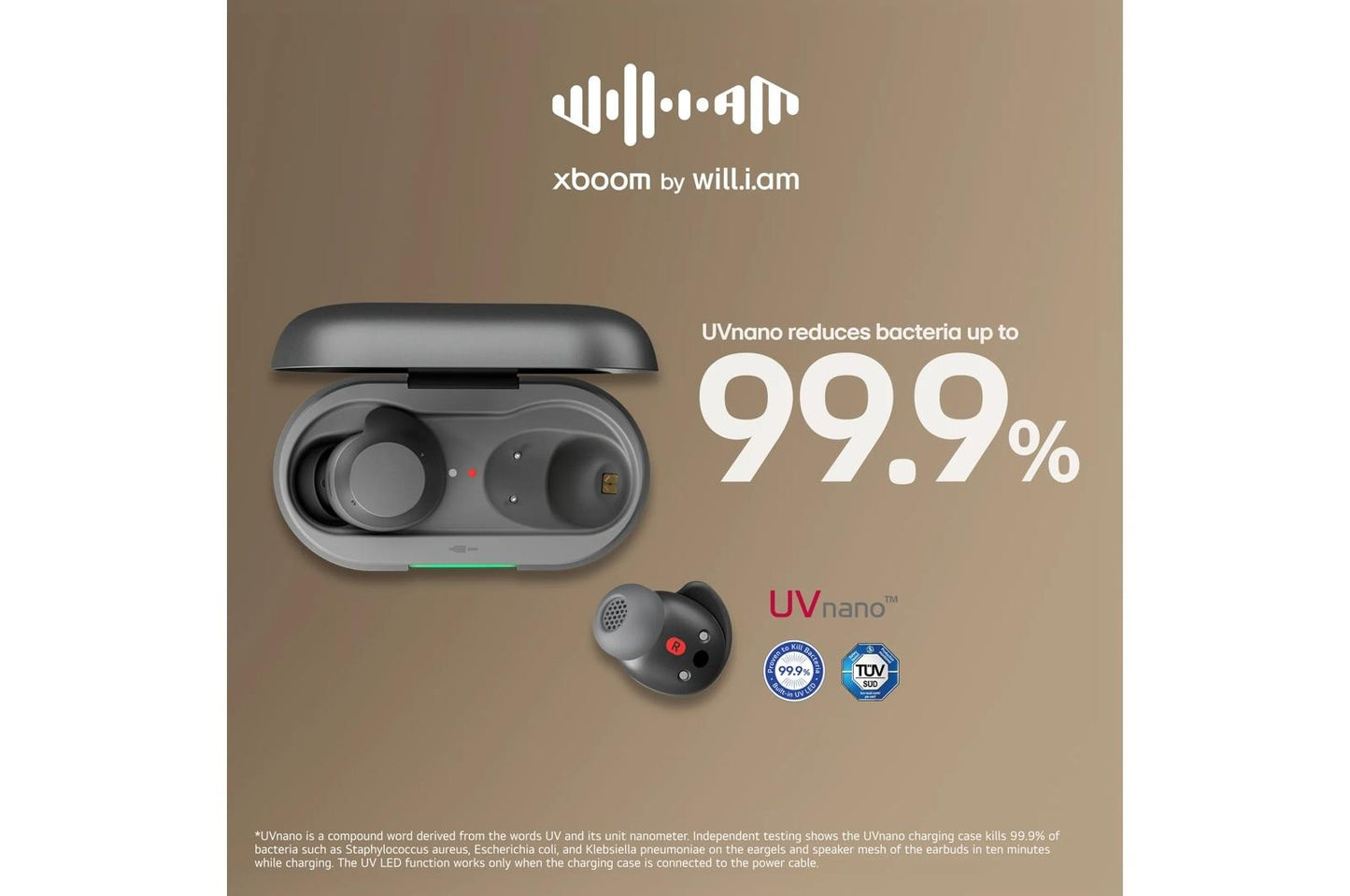 BUDSPLUSAUSALBK LG xboom Buds Plus by will.i.am  Bluetooth Earbuds  xboom Signature Sound with Bluetooth Transmitter, Black