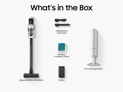 Samsung VS20A9500AW Bespoke Jet™ Cordless Stick Vacuum with All in One Clean Station in Misty White