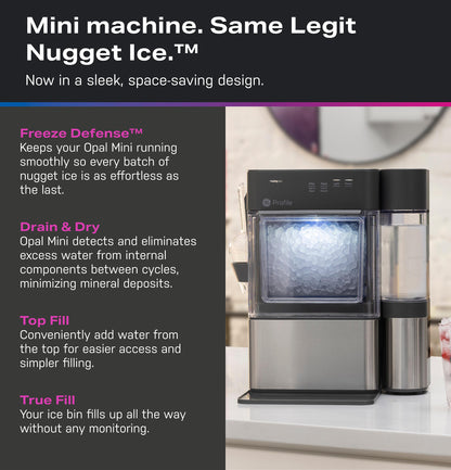 P4NM25PZSG GE Profile Opal Mini Pro Nugget Ice Maker with Side Tank