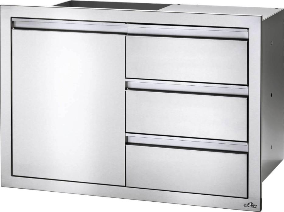 Napoleon Bbq BI36241D3DR 36 x 24 inch Single Door & Triple Drawer Combo and Triple Drawer, Stainless Steel