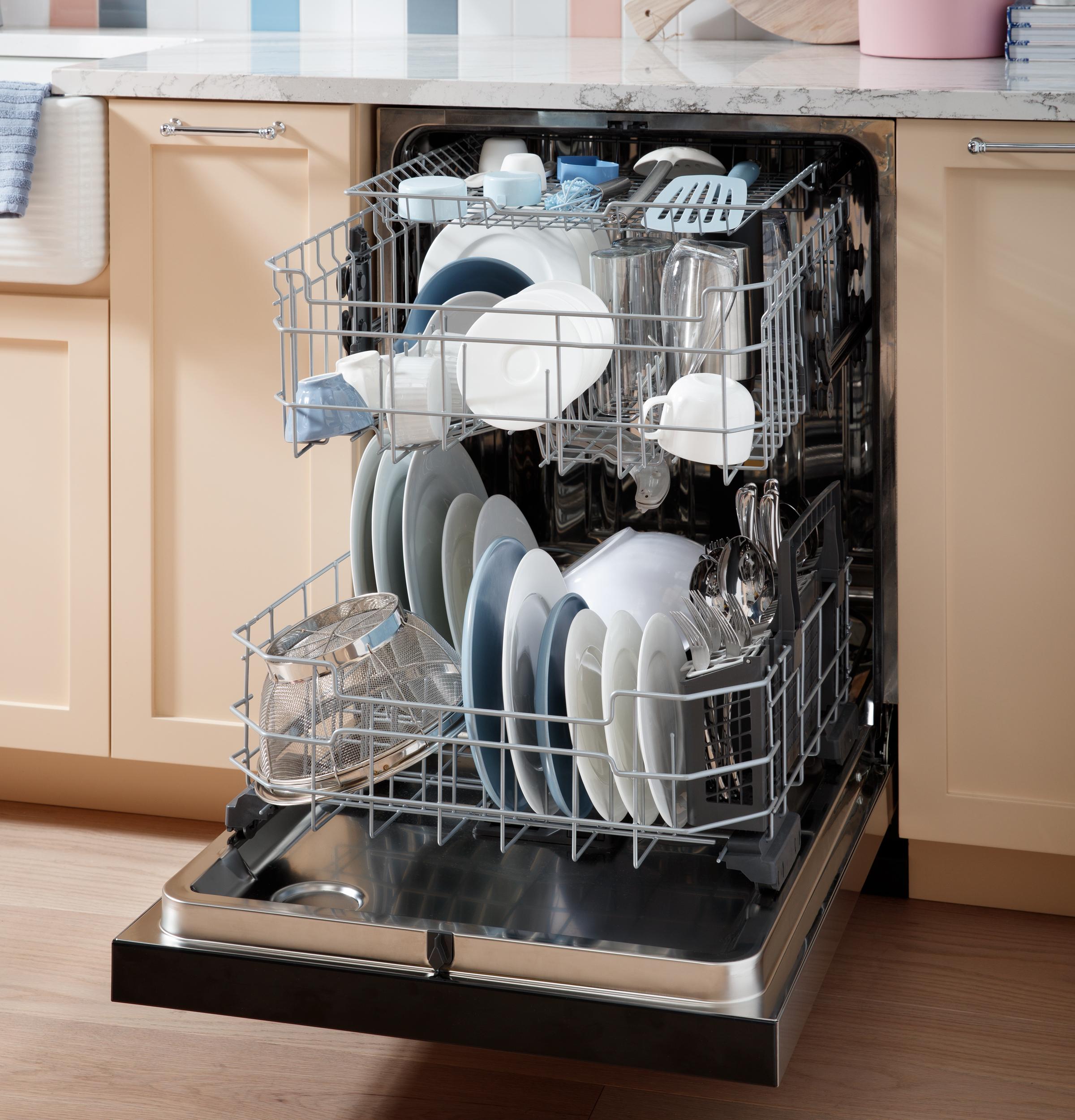 GE® ENERGY STAR® Fingerprint Resistant Top Control with Stainless Steel Interior Dishwasher with Sanitize Cycle