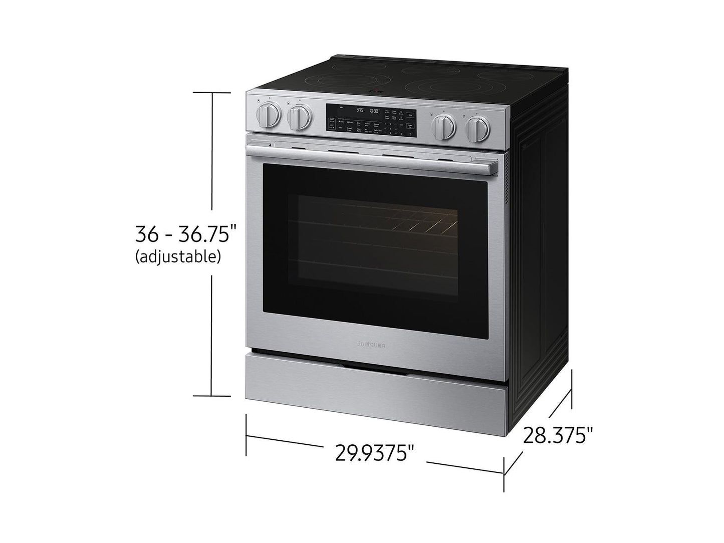 Samsung NSE90H63SR Bespoke Smart Slide-in Electric Range Pro Style Elite Design  Illuminated Knobs  Air Fry Max