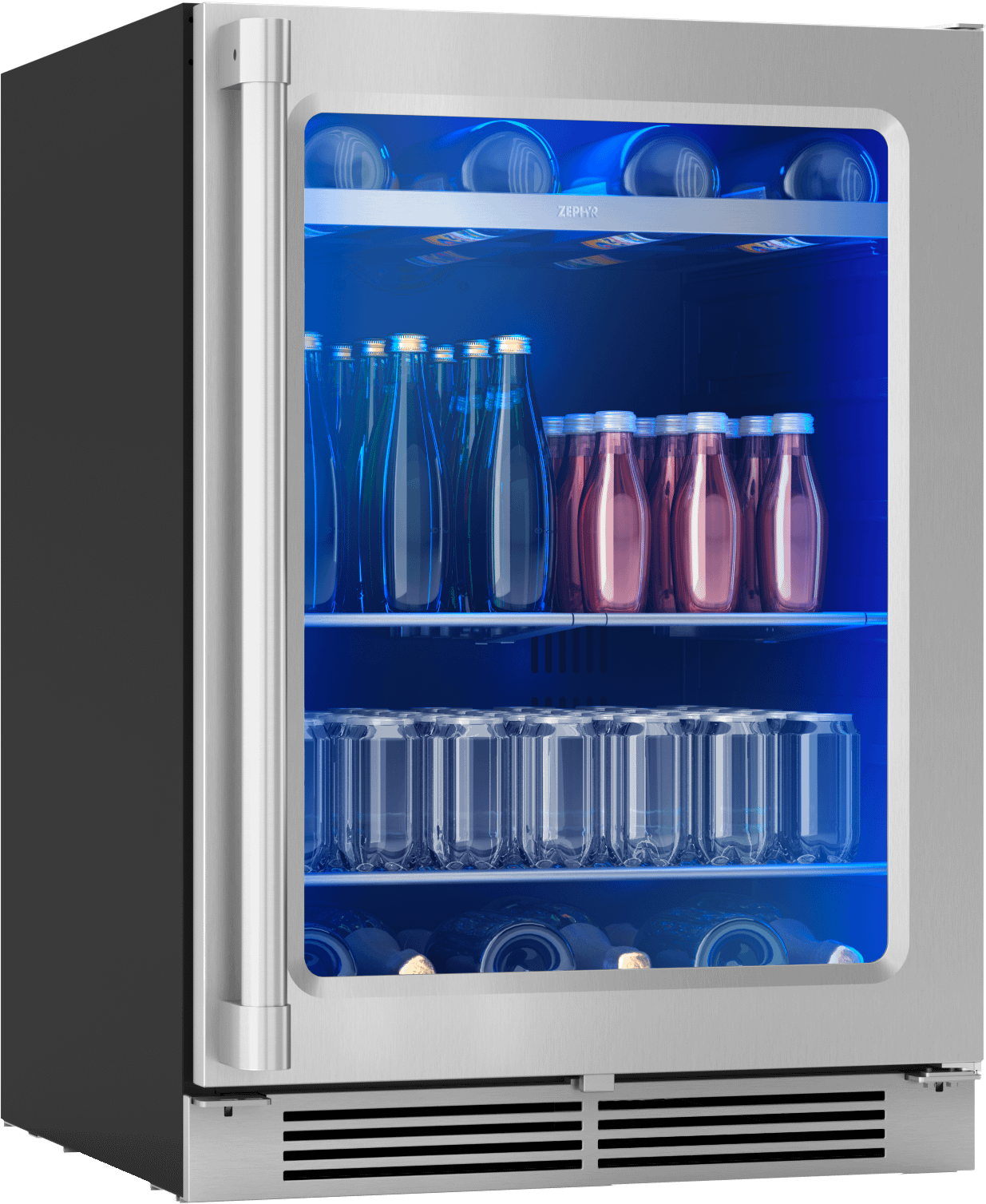 Zephyr PRPB24C01BG Presrv Pro Beverage Cooler, 24in Under Cabinet, SS+Glass, Reverse Door, 1 Zone