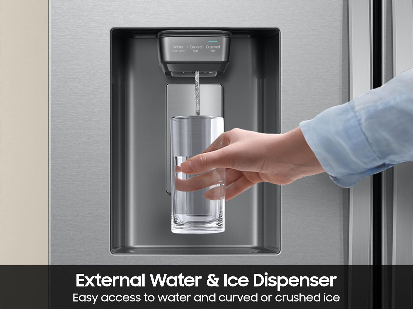 Samsung RF32CG5B30SR Bespoke AI 3-Door French Door Mega Capacity  External Water & Ice Dispenser  31 cu.ft.