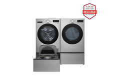 Lg WM5800HVADLEX5800VWD300CVWDP6V 5.0 cu. ft. Front Load Washer and 7.4 cu. ft. Electric Dryer with pedestal washer and drawer Laundry Set in Graphite Steel