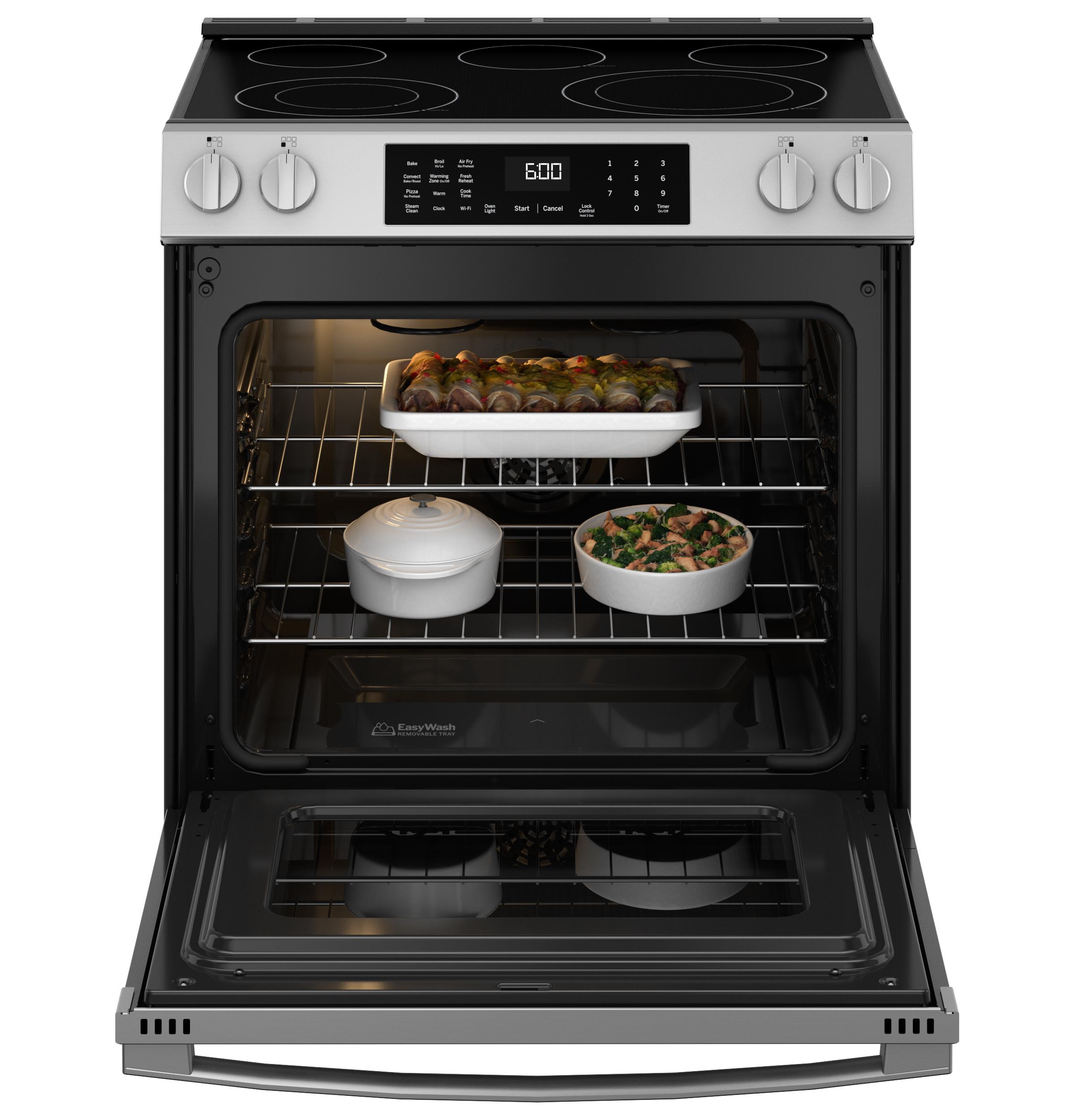 GRS600AVFS GE® 30" Slide-In Electric Convection Range with No Preheat Air Fry and EasyWash™ Oven Tray