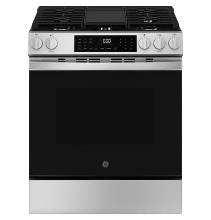 GGS600AVFS GE® 30" Slide-In Front-Control Convection Gas Range with No Preheat Air Fry and EasyWash™ Oven Tray