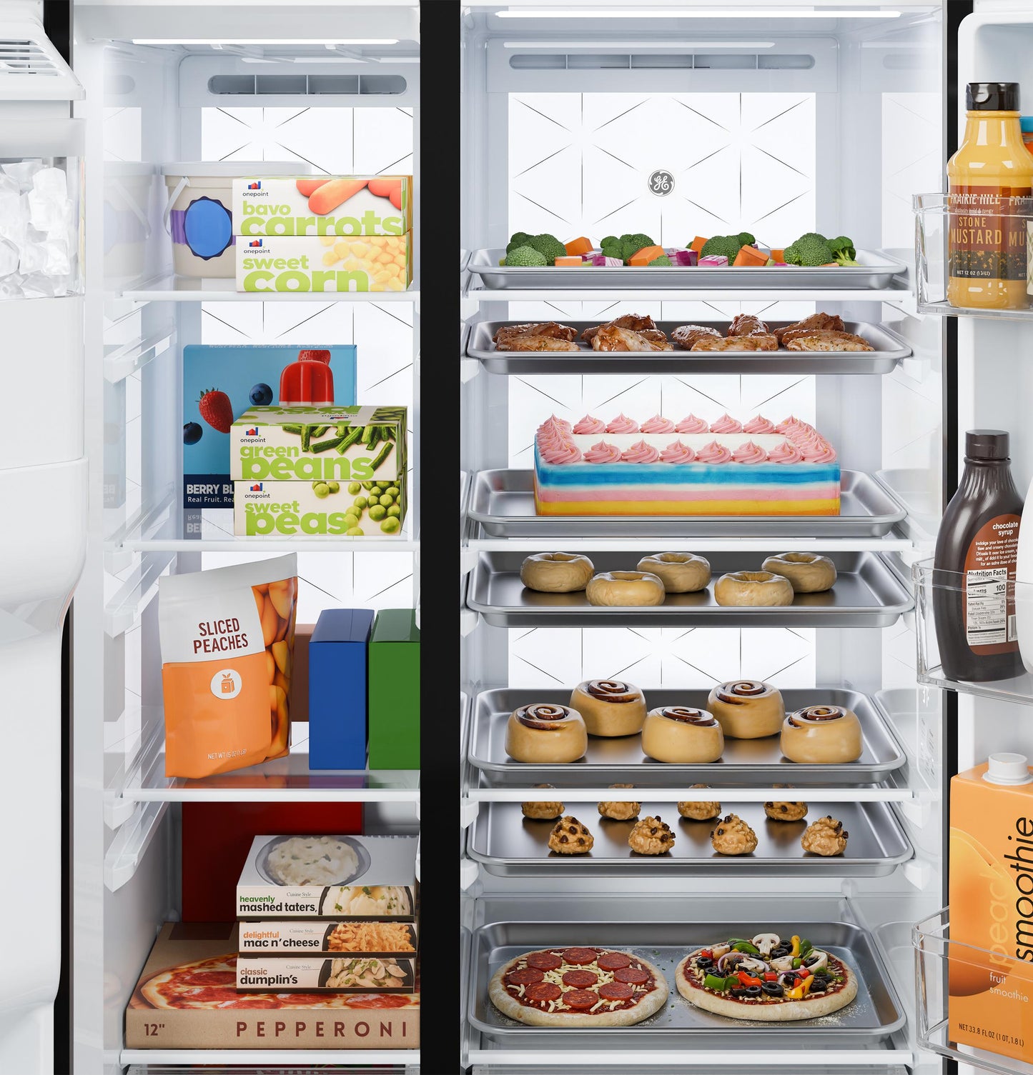 GSS28PYYFS GE® 27.7 Cu. Ft. Side-By-Side Refrigerator with LED Light Walls and Extra Tall Dispenser