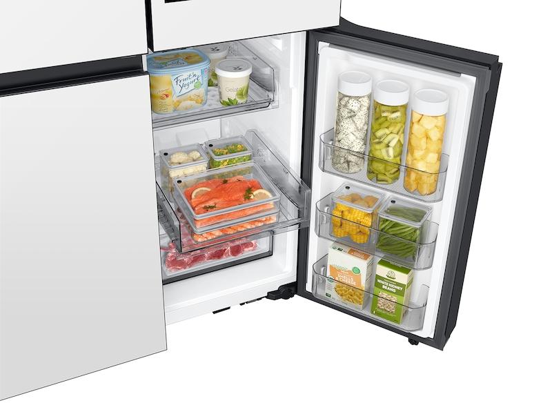 Samsung RF23DB990012 Bespoke Counter Depth 4-Door Flex™ Refrigerator (23 cu. ft.) with AI Family Hub+™ and AI Vision Inside™ in White Glass