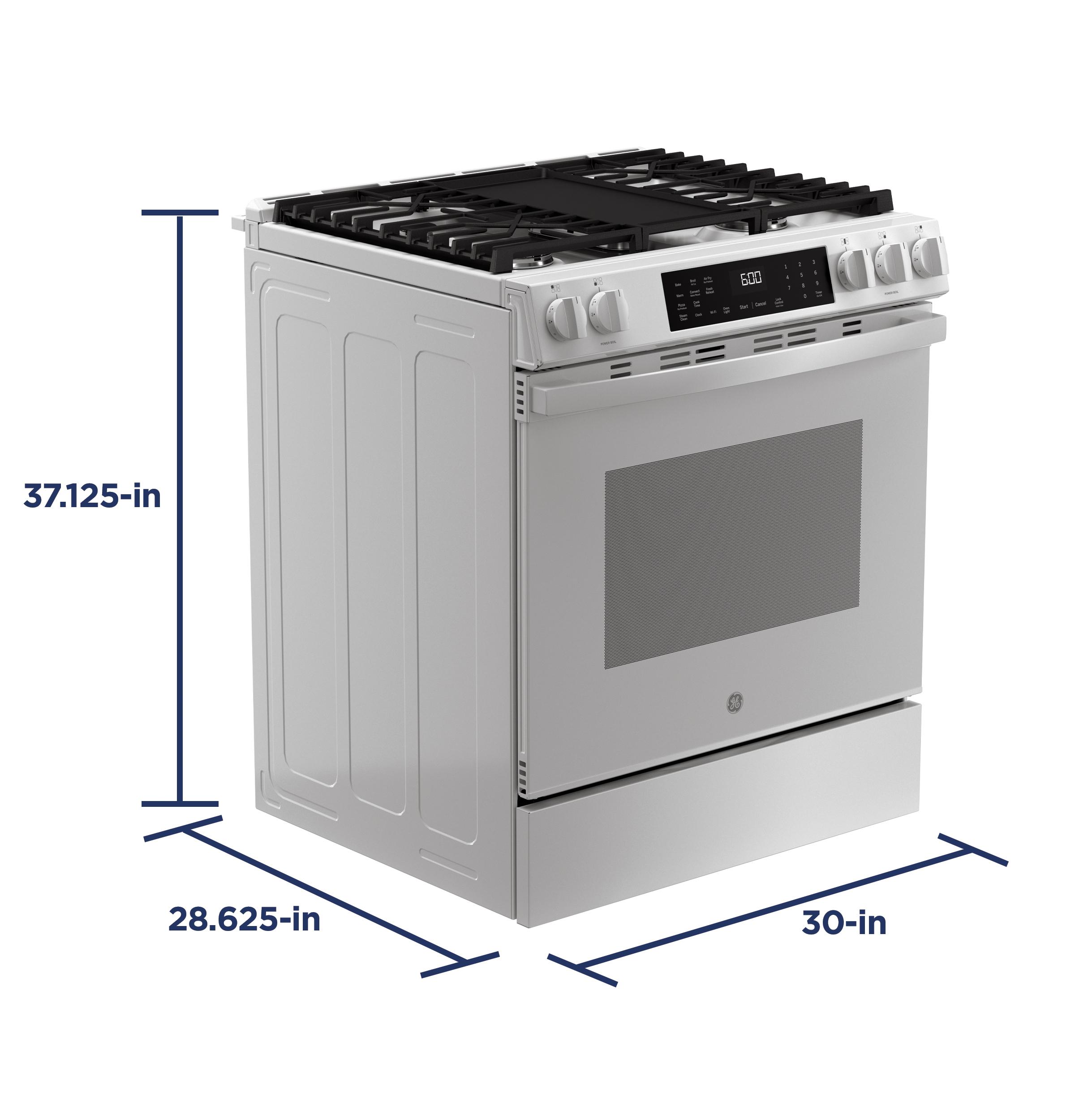 GGS600AVWW GE® 30" Slide-In Front-Control Convection Gas Range with No Preheat Air Fry and EasyWash™ Oven Tray