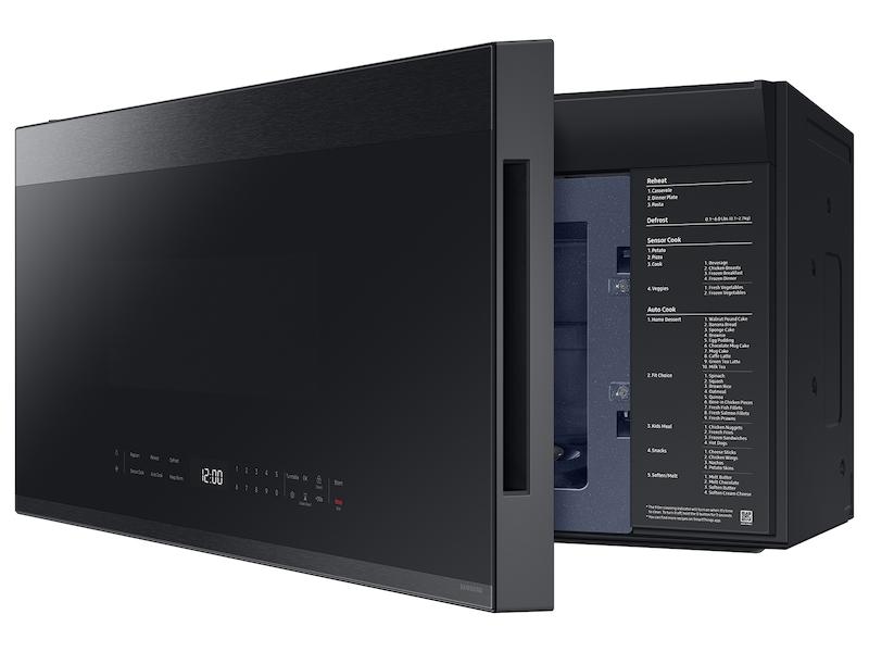 Samsung Bespoke 2.1 cu. ft. Over-the-Range Microwave with Edge to Edge Glass Display in Matte Black Steel