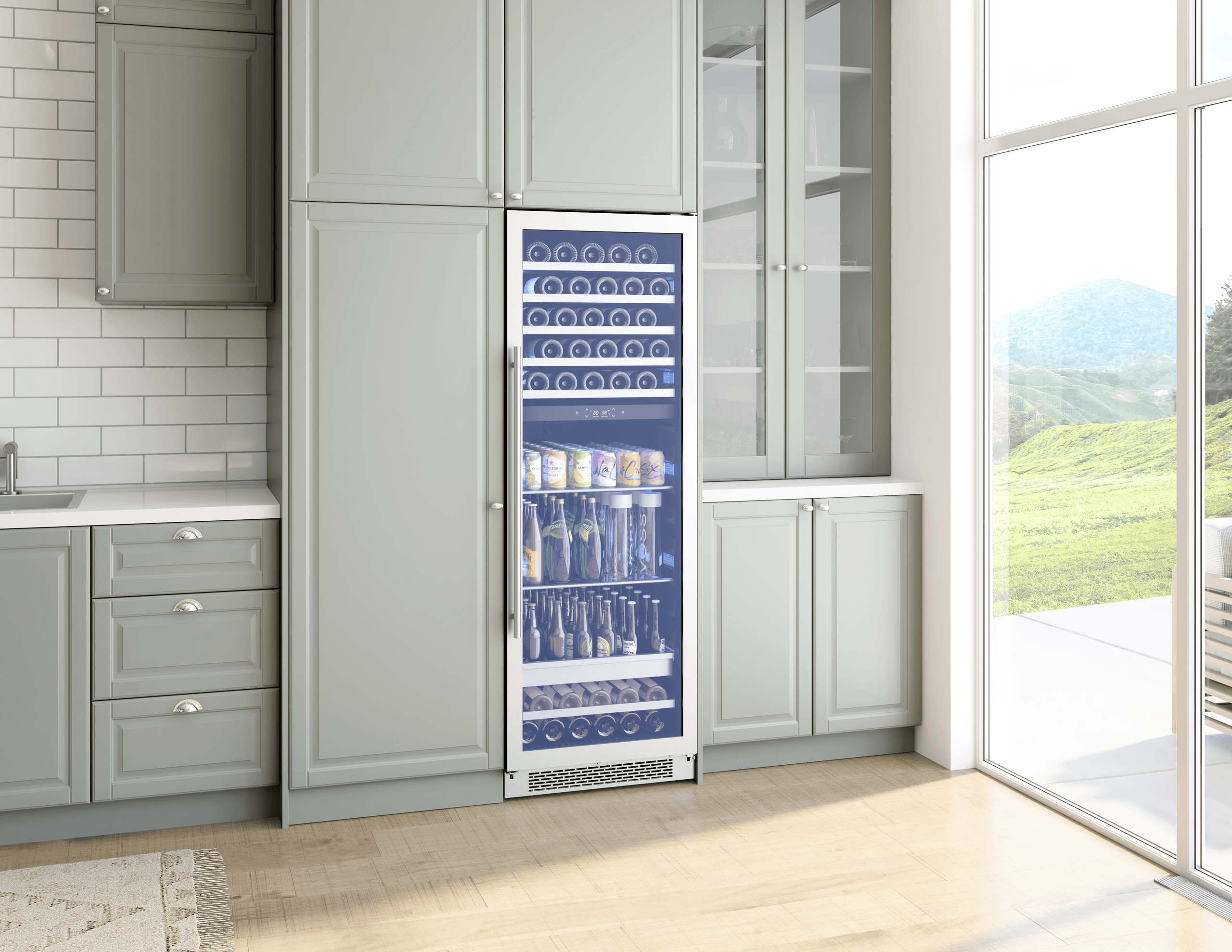 Zephyr PRWB24F02AG Presrv Wine and Beverage Cooler, 24in, Full Size, SS+Glass, Reversible Door, 2 Zones