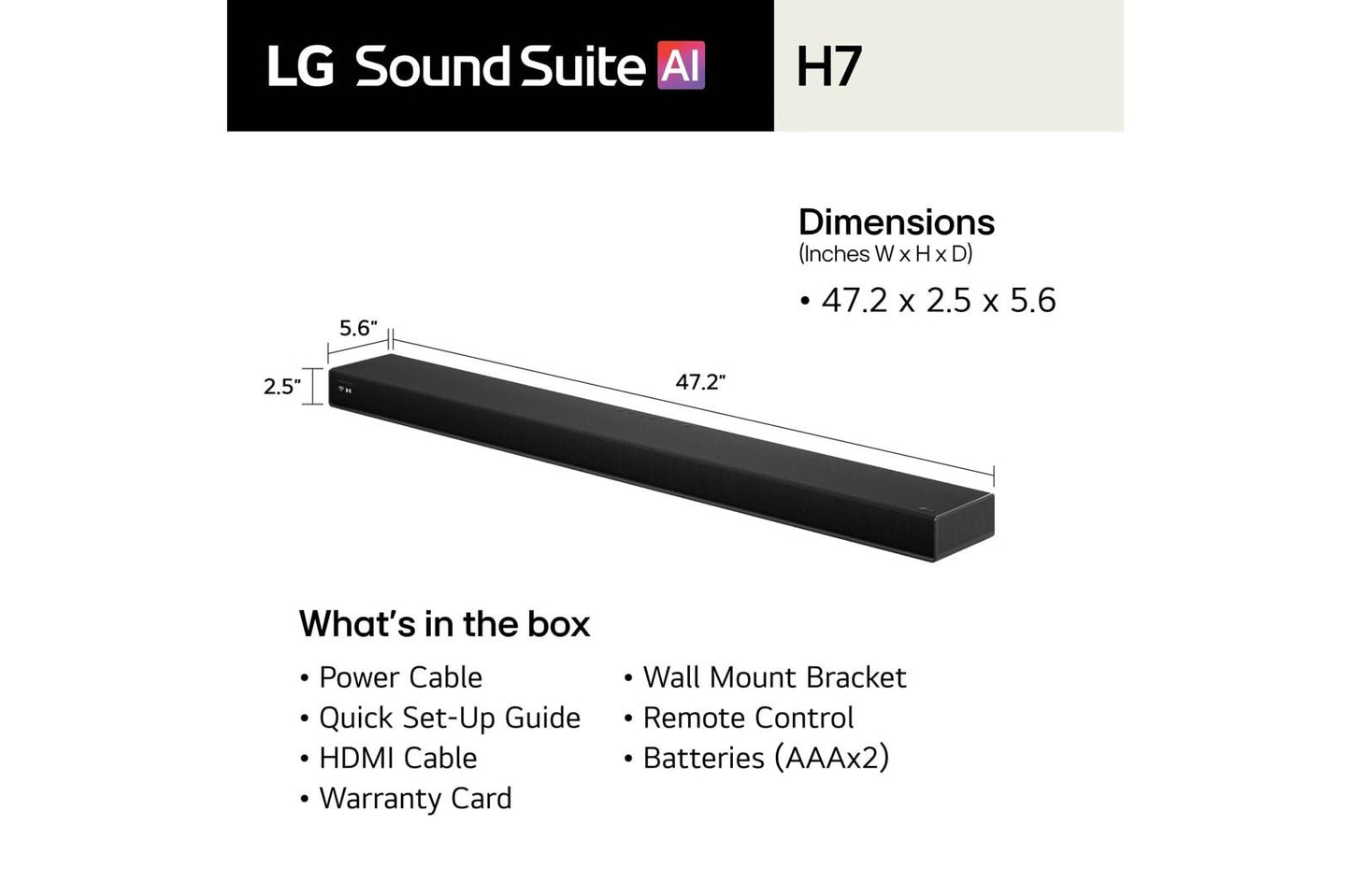 Lg H7 Sound Suite H7  Wireless Soundbar 9.1.6 Spatial Audio  Dolby Atmos FlexConnect Soundbar for TV