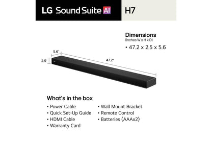 Lg H7 Sound Suite H7  Wireless Soundbar 9.1.6 Spatial Audio  Dolby Atmos FlexConnect Soundbar for TV