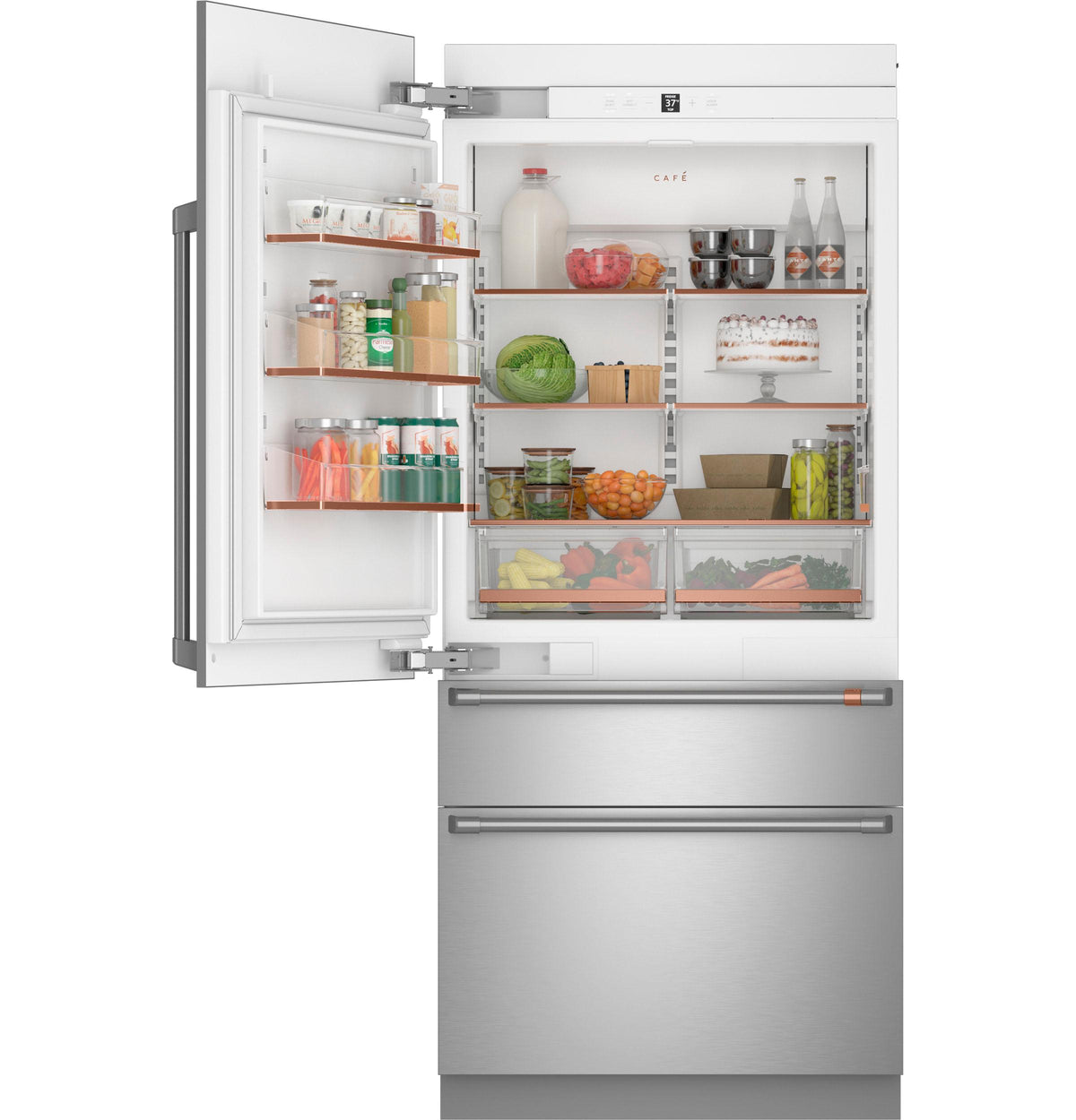 CIC36LK6ZII CAFE™ 36" Panel-Ready Integrated Bottom-Freezer Refrigerator - Left Swing
