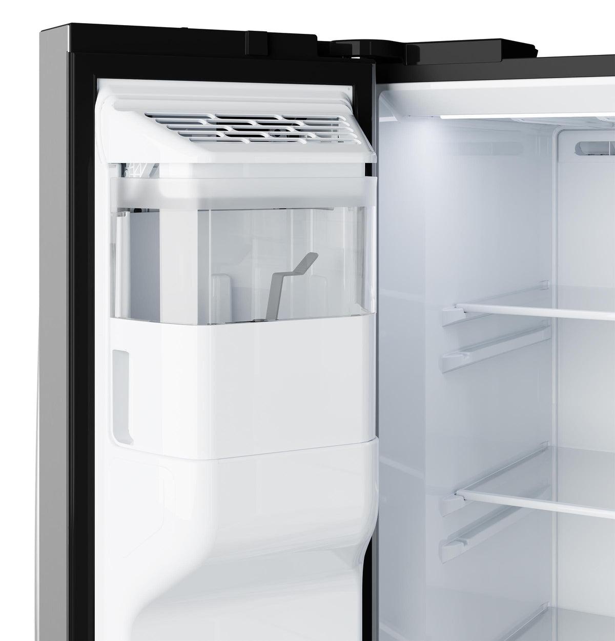 GZS24NYYFS GE® 23.6 Cu. Ft. Counter-Depth Side-By-Side Refrigerator with Extra Tall Dispenser and In-Door Icemaker