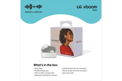BUDSAUSALWH LG xboom Buds by will.i.am  Bluetooth Earbuds  xboom Signature Sound with Graphene Driver, White