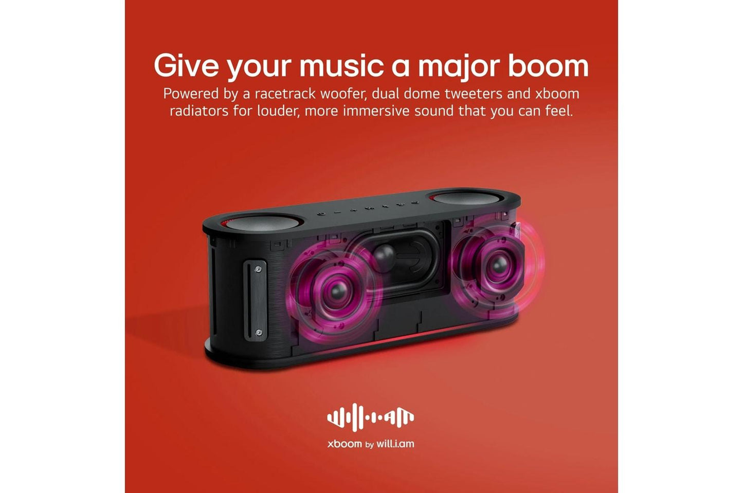 BOUNCECAUSAWBK LG xboom Bounce Core  Bluetooth Speaker  xboom Signature Sound by will.i.am with Dual Passive Radiators