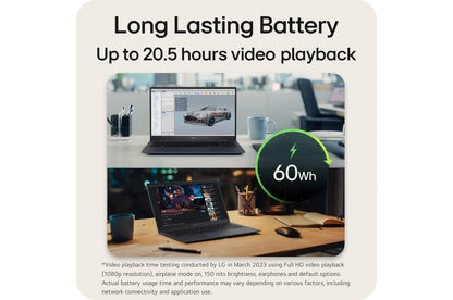 15Z90STGAAW4U1 LG gram SuperSlim 15.6 Inch OLED Thin and Lightweight Laptop, Intel® Evo™ Edition- AI-enabled Intel® Core™ Ultra 5 processor, Windows 11 Home, 16GB RAM, 512GB SSD, White