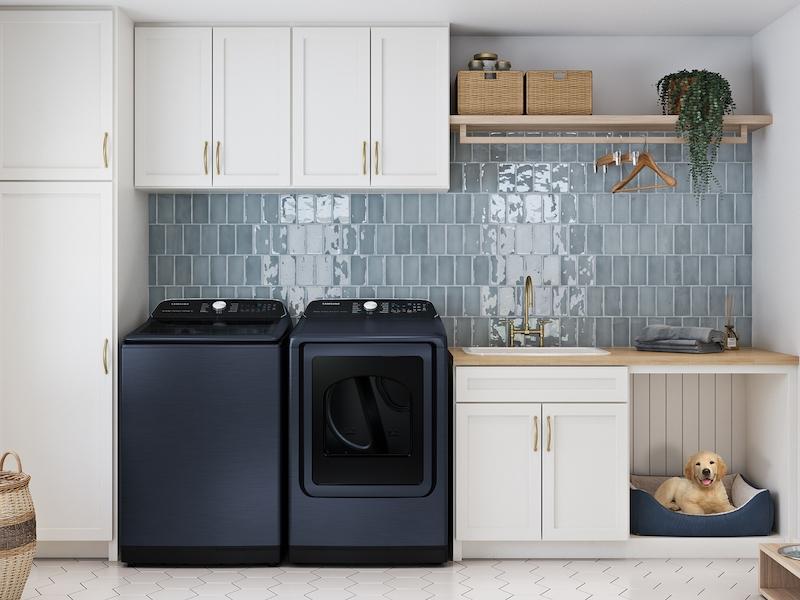 Samsung 5.4 cu. ft. Smart Top Load Washer with Pet Care Solution and Super Speed Wash in Brushed Navy