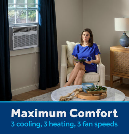 AWGP12WWF GE® ENERGY STAR® 11,000 BTU Smart Heat/Cool with Heat Pump Electronic Window Air Conditioner for Large Rooms up to 550 sq. ft.