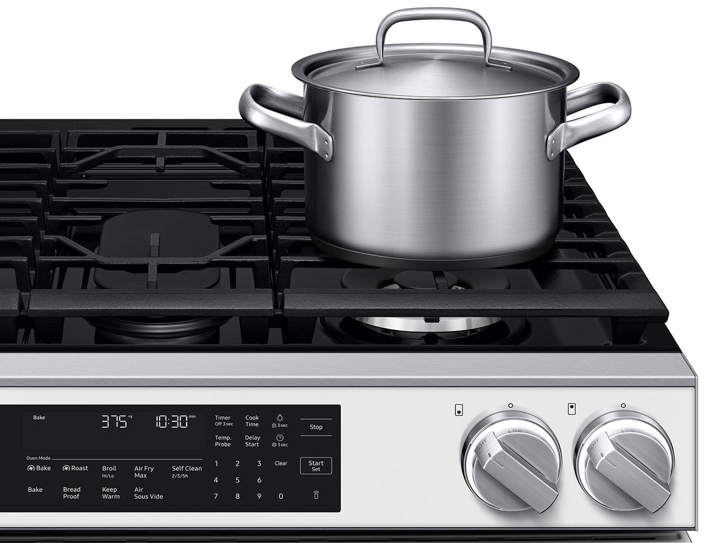 Samsung NSG90H60SW Bespoke Smart Slide-in Gas Range Pro Style Elite Design  Illuminated Knobs  Air Fry Max