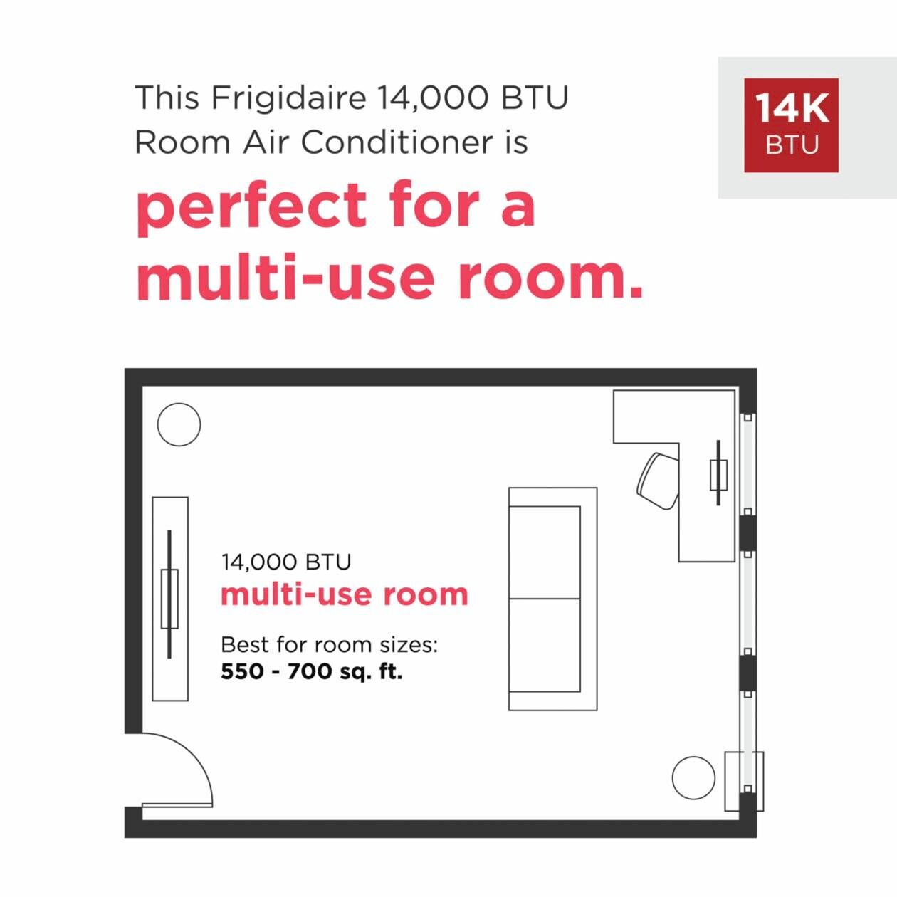 Frigidaire GHPH142AA1 4-in-1 Connected Heat/Cool Inverter Portable Room Air Conditioner 14,000 BTU (ASHRAE) / 10,000 BTU (DOE)