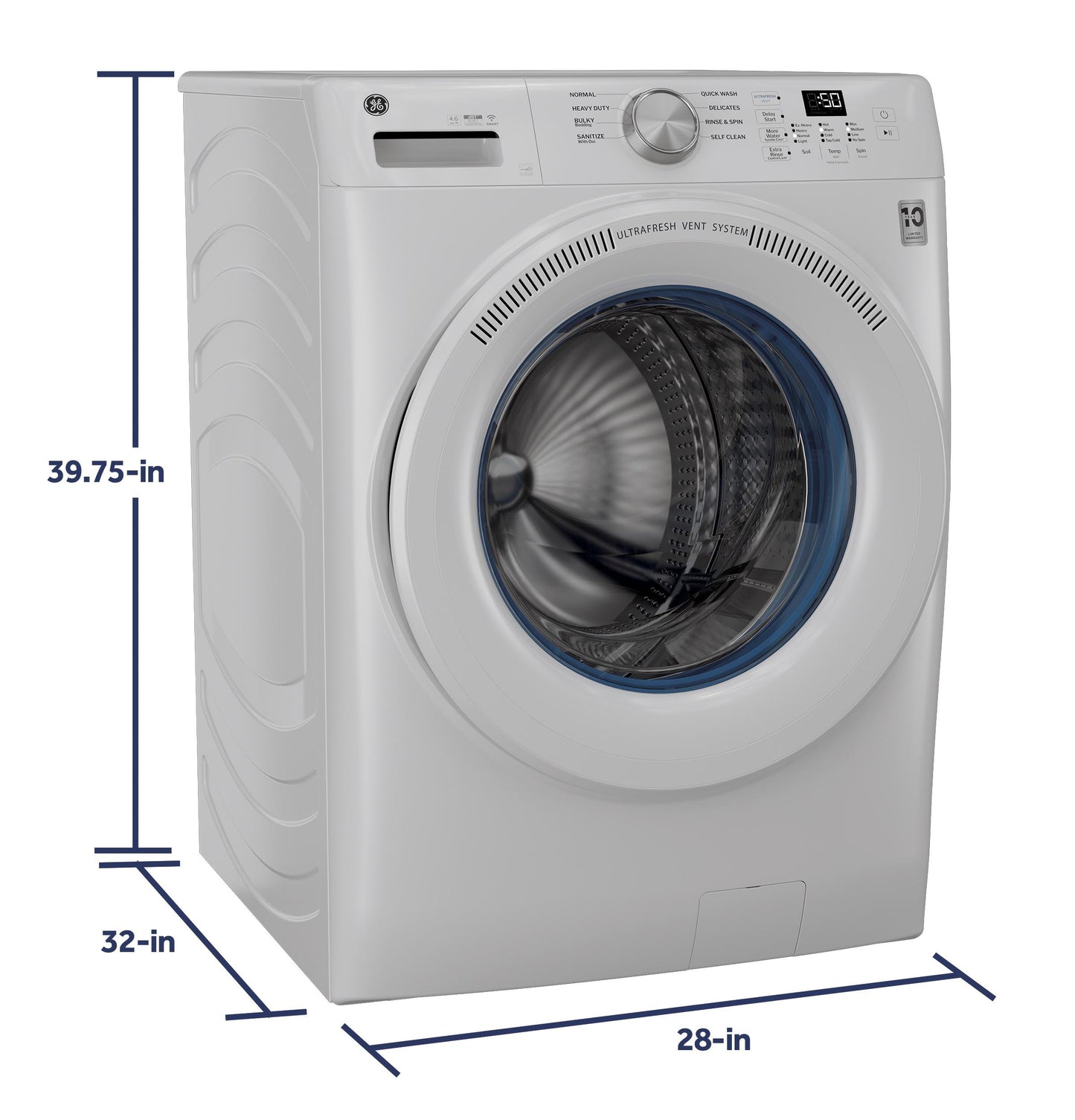 GFW350SSYWW GE® ENERGY STAR® 4.6 cu. ft. Capacity Smart Front Load Washer with UltraFresh Vent System with OdorBlock™