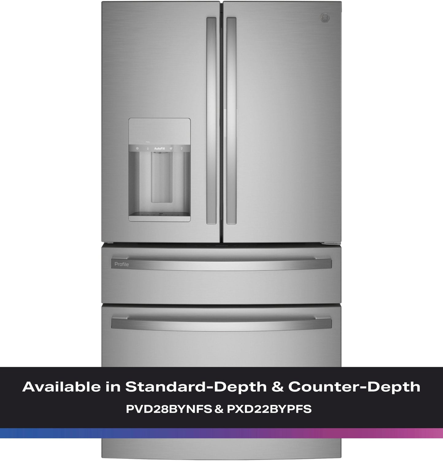 PXD22BYPFS GE Profile™ 22.4 Cu. Ft. Smart Counter-Depth Fingerprint Resistant 4-Door French-Door Refrigerator with Door In Door