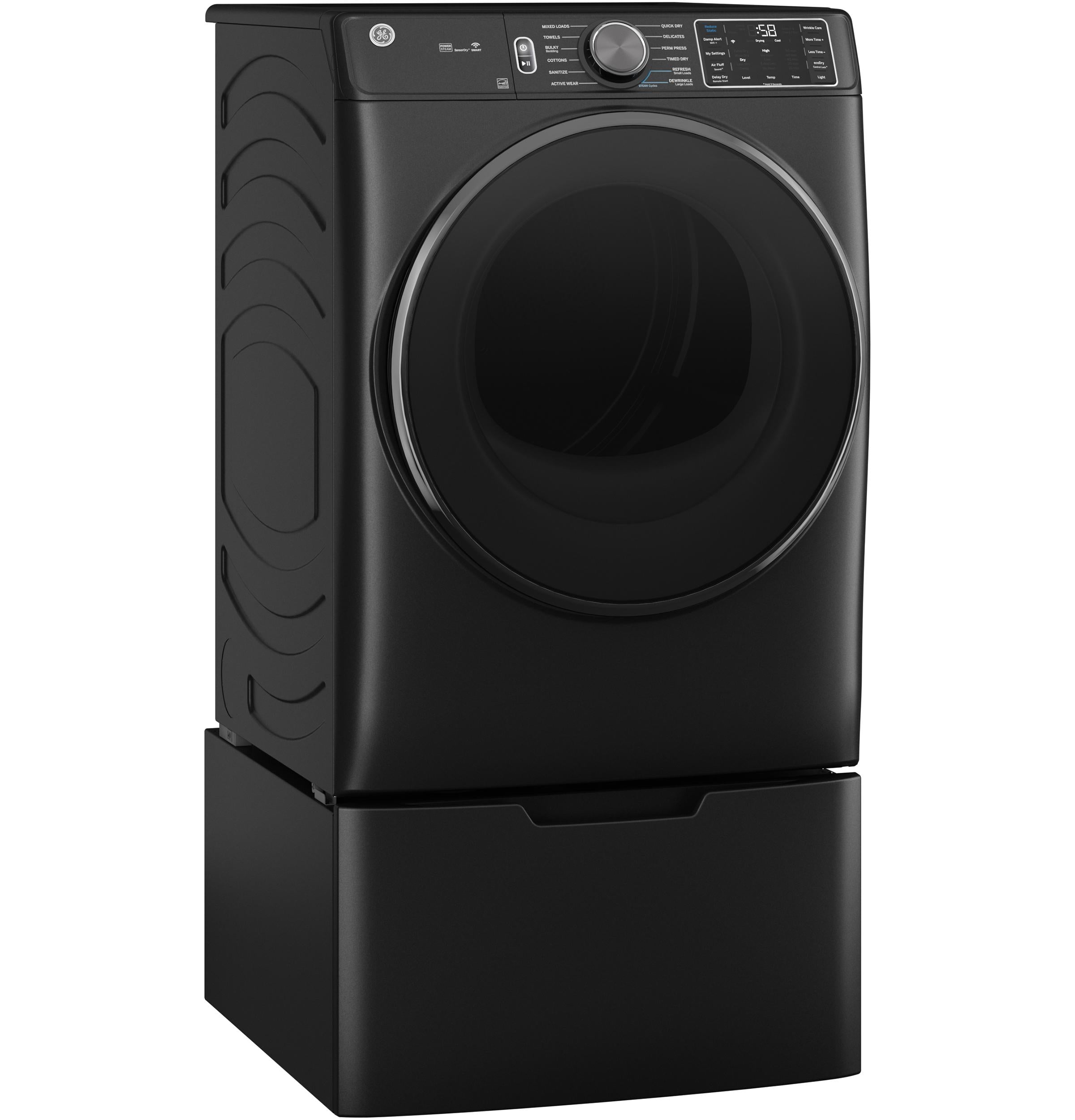 GFD65ESPVDS GE® ENERGY STAR® 7.8 cu. ft. Capacity Smart Front Load Electric Dryer with Steam and Sanitize Cycle