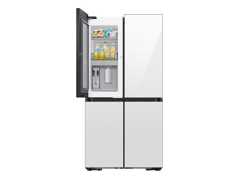 Samsung RF23DB960012 Bespoke Counter Depth 4-Door Flex™ Refrigerator (23 cu. ft.) with Beverage Center™ in White Glass - (with Customizable Door Panel Colors)