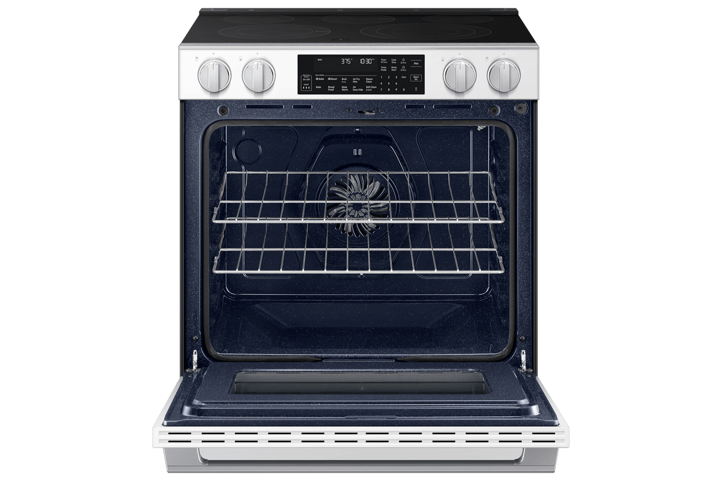 Samsung NSE90H63SW Bespoke Smart Slide-in Electric Range Pro Style Elite Design  Illuminated Knobs  Air Fry Max