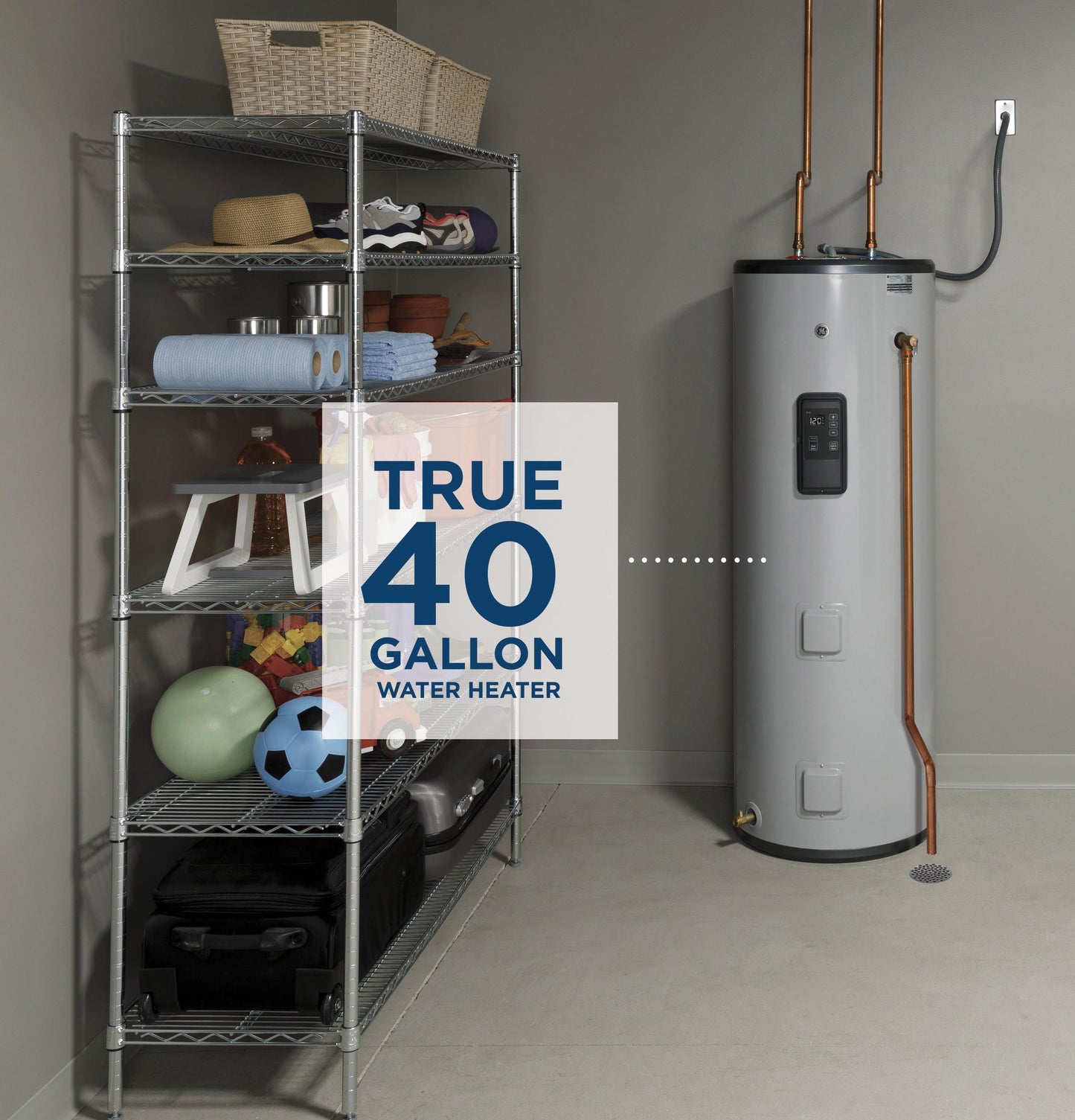 GE40T12BLM GE® Smart 40 Gallon Tall Electric Water Heater