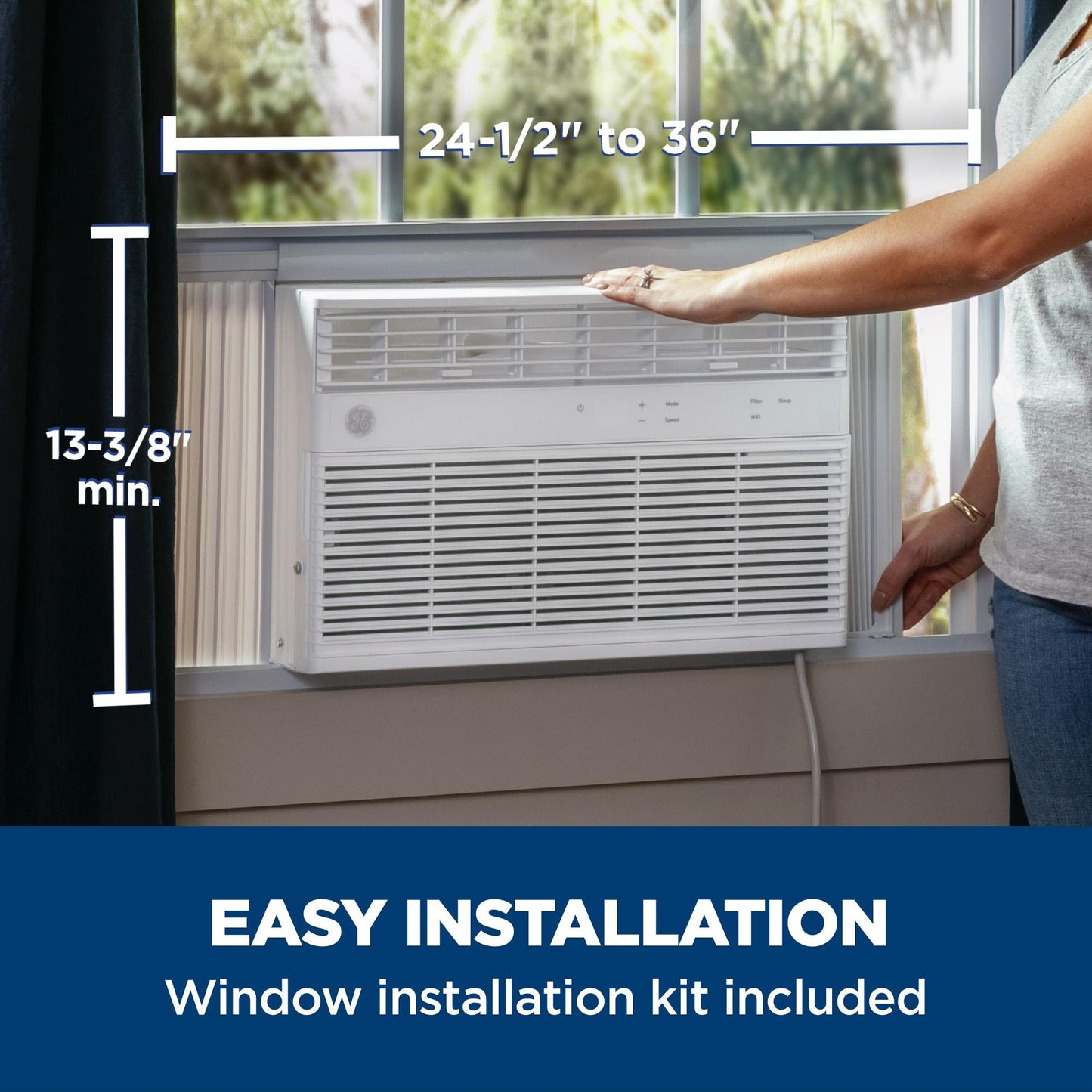 AHEK08AC GE® 8,000 BTU Smart Electronic Window Air Conditioner for Medium Rooms up to 350 sq. ft.
