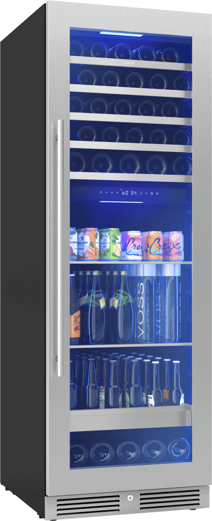 Zephyr PRWB24F02BG Presrv Wine and Beverage Cooler, 24in, Full Size, SS+Glass, Reversible Door, 2 Zones