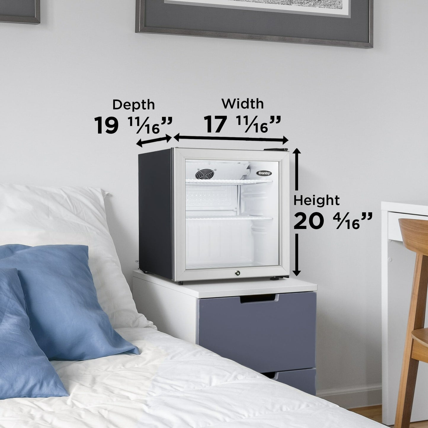 DAG016A2BDB Danby 1.6 cu. ft. Compact Glass Door Fridge in Platinum