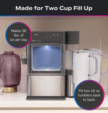 P4NM25PZSG GE Profile Opal Mini Pro Nugget Ice Maker with Side Tank