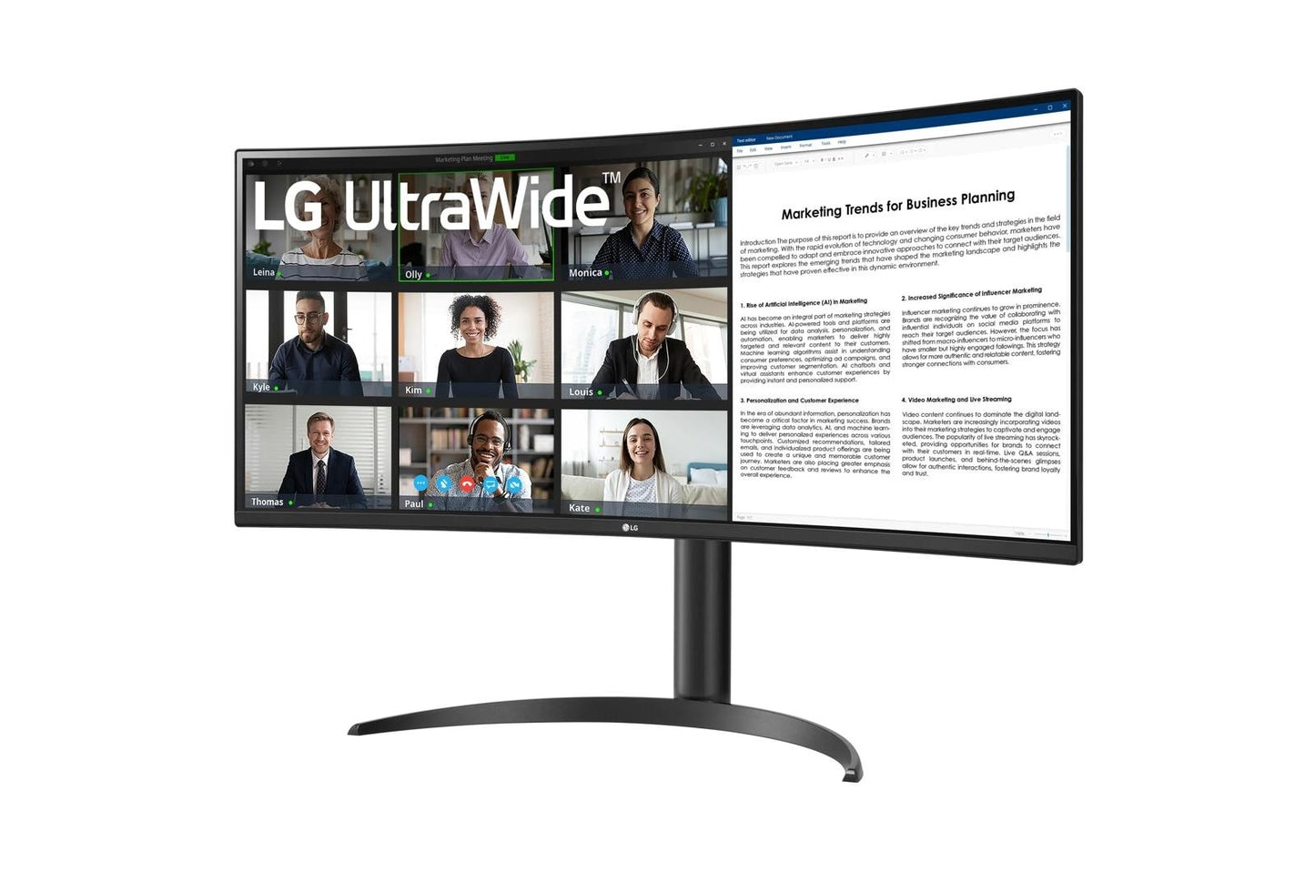 Lg 34WR55QKB 34 Inch UltraWide™ WQHD 1440P HDR 10 100Hz Curved Monitor with USB Type-C