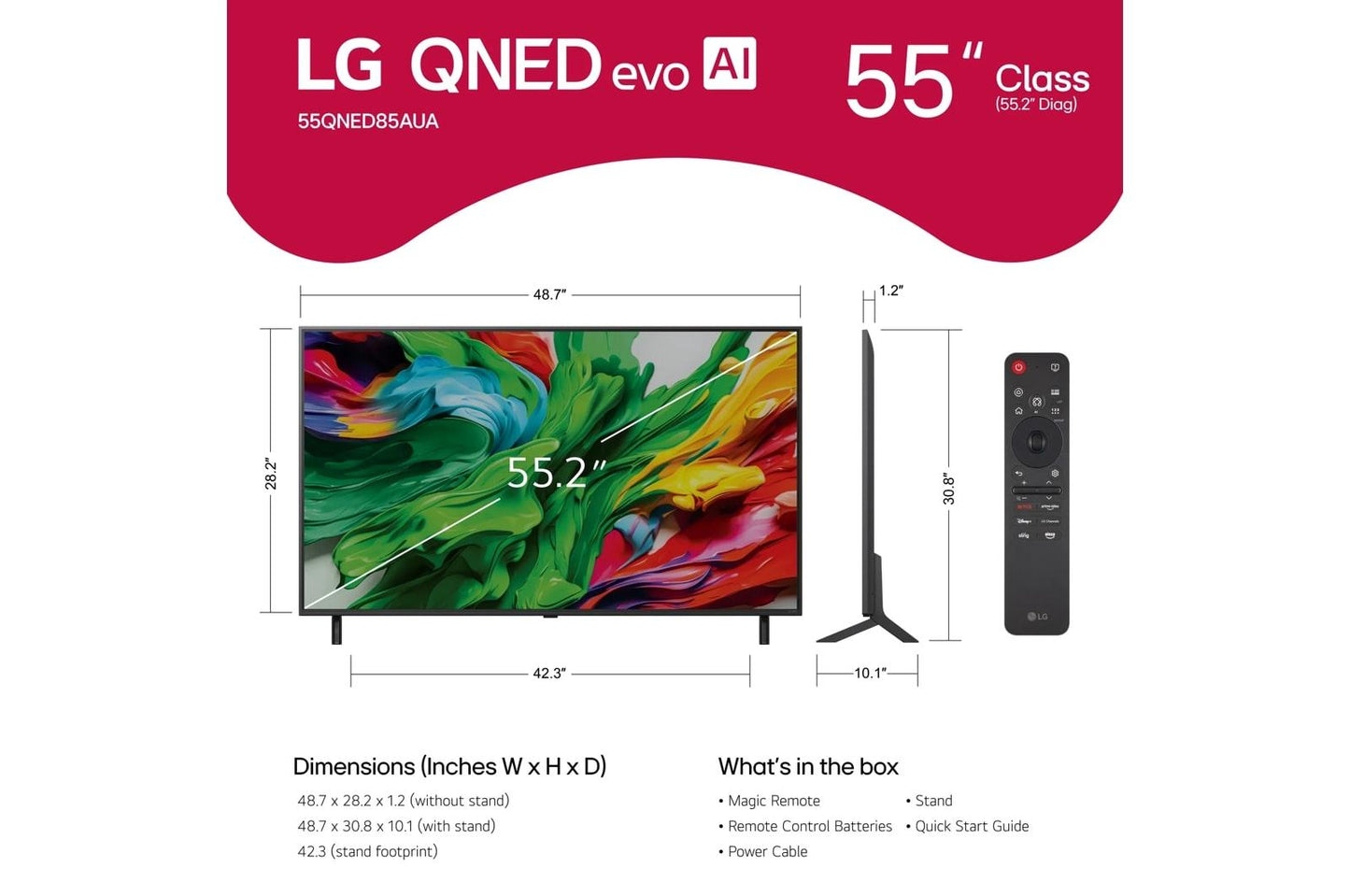 Lg 55QNED85AUA 55 Inch Class LG QNED evo AI QNED85A 4K Smart TV 2025