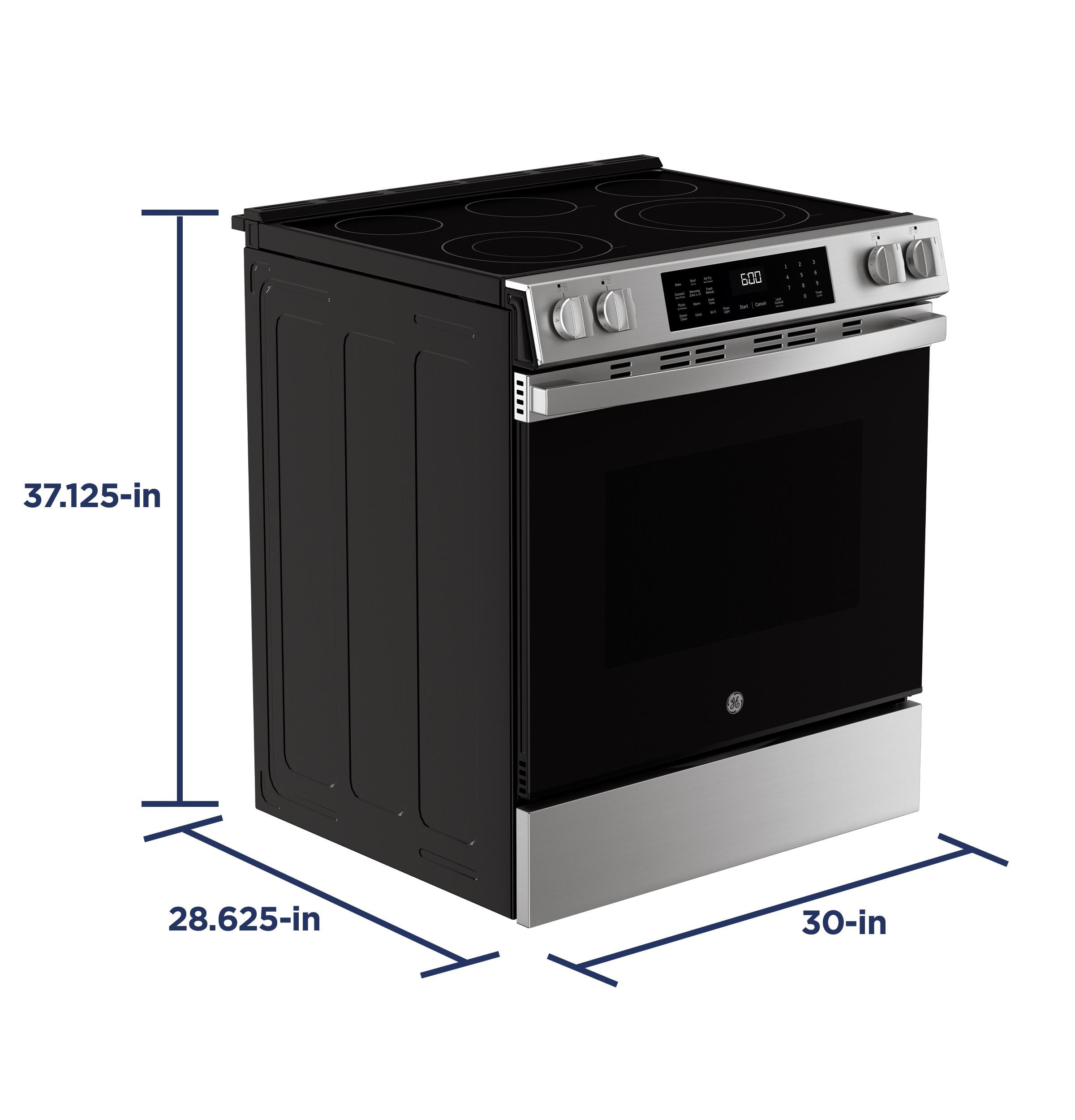 GRS600AVFS GE® 30" Slide-In Electric Convection Range with No Preheat Air Fry and EasyWash™ Oven Tray