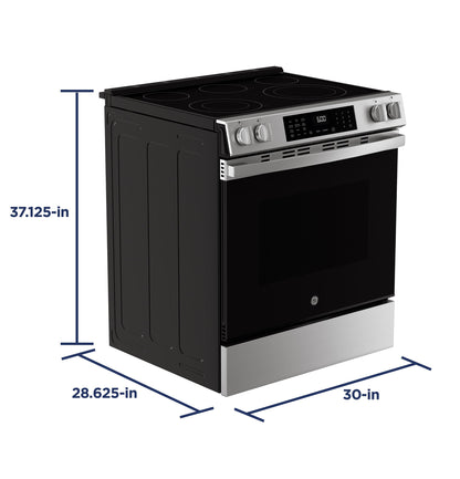 GRS600AVFS GE® ENERGY STAR® 30" Slide-In Electric Convection Range with No Preheat Air Fry and EasyWash™ Oven Tray