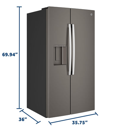GSS28NMYES GE® 27.9 Cu. Ft. Side-By-Side Refrigerator with Extra Tall Dispenser and In-Door Icemaker