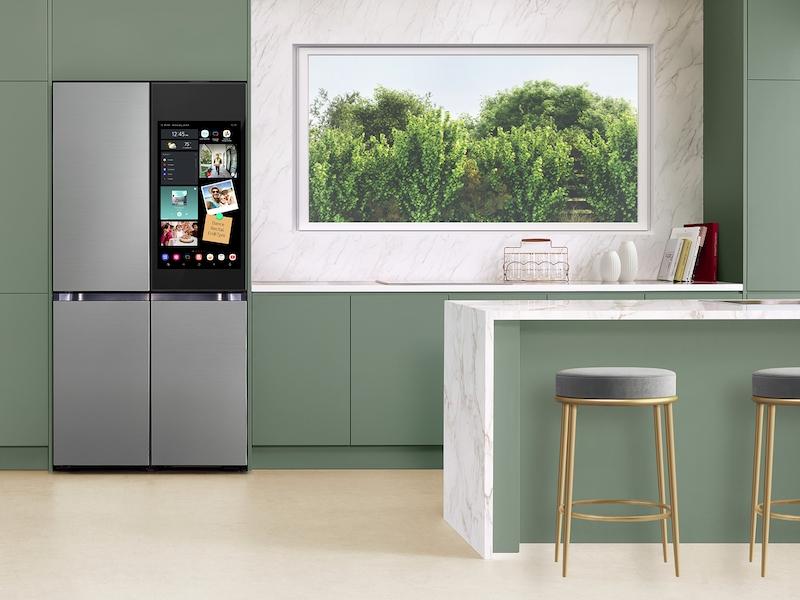 Samsung RF23DB9900QD Bespoke Counter Depth 4-Door Flex™ Refrigerator (23 cu. ft.) with AI Family Hub+™ and AI Vision Inside™ in Stainless Steel