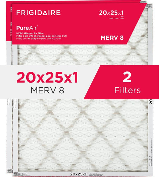 Frigidaire HVAC202582 PureAir® 20" x 25" x 1" MERV Allergen 8 Air Filter - 2 Pack