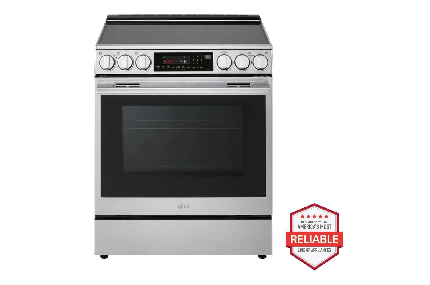 Lg LRYKC2606SLSEL6337XELDNTH753S 26 cu. ft. Counter-Depth Instaview Craft Ice French Door Refrigerator with Slide-in Electric Range and Top Control Dishwasher Kitchen Package in Stainless Steel