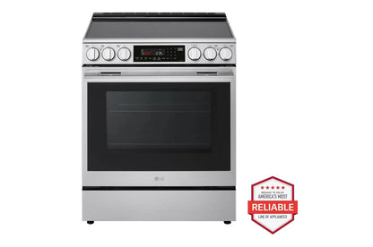 Lg LRYKC2606SLSEL6337XELDNTH753S 26 cu. ft. Counter-Depth Instaview Craft Ice French Door Refrigerator with Slide-in Electric Range and Top Control Dishwasher Kitchen Package in Stainless Steel