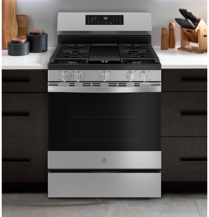 PGF700AYFS GE Profile™ 30" Smart Free-Standing Gas Convection Range with No Preheat Air Fry and EasyWash™ Oven Tray
