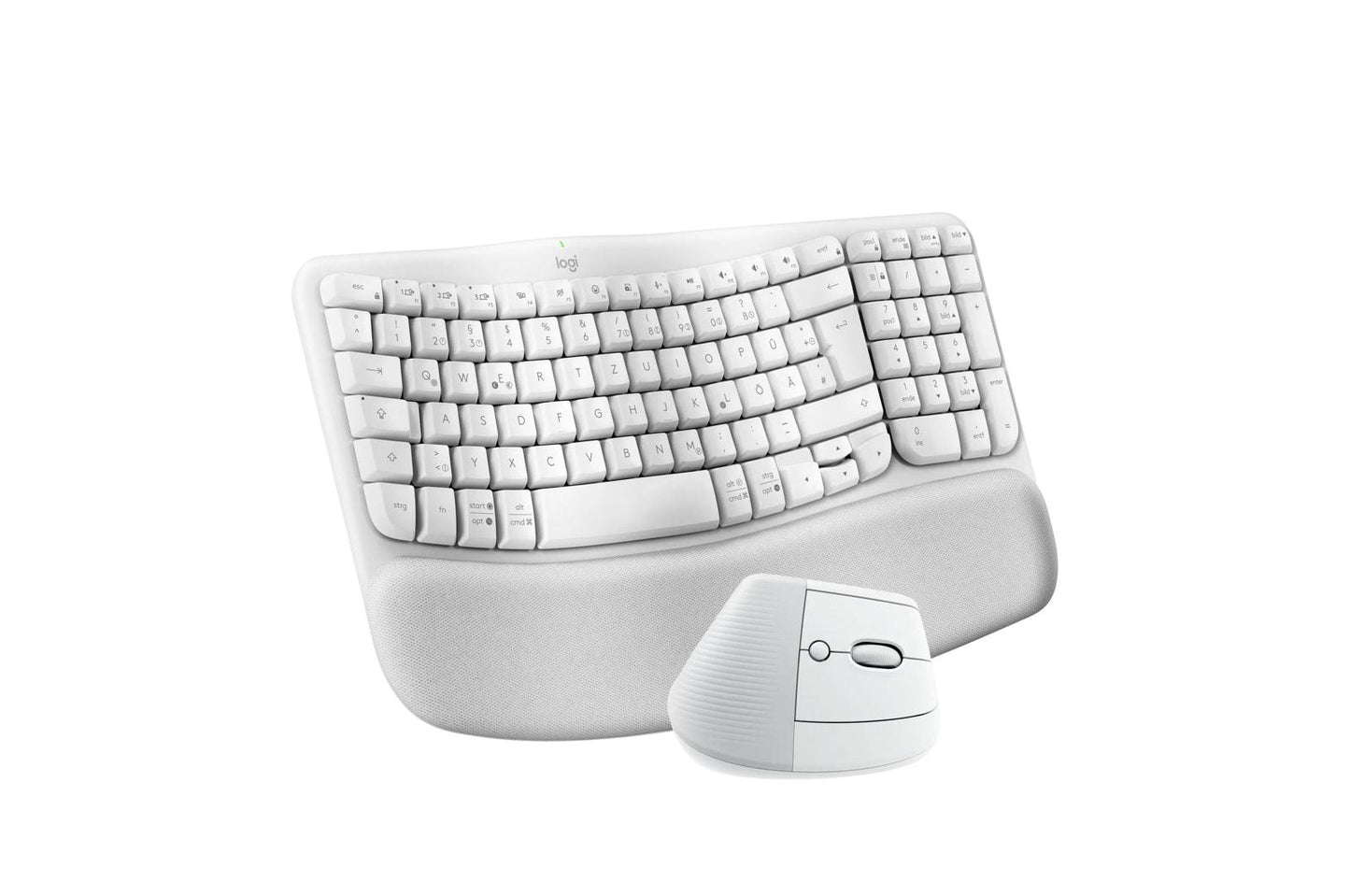 Lg 920013611 Logitech Wave Keys & Lift Vertical Mouse - Ergonomic Wireless Keyboard and Mouse Combo - with Cushioned Palm Rest (Off-white)